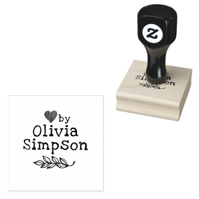 Simple Made by Name Small Business Rubber Stamp (Stamped)