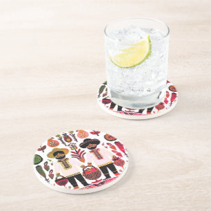 simple madhubani painting coaster