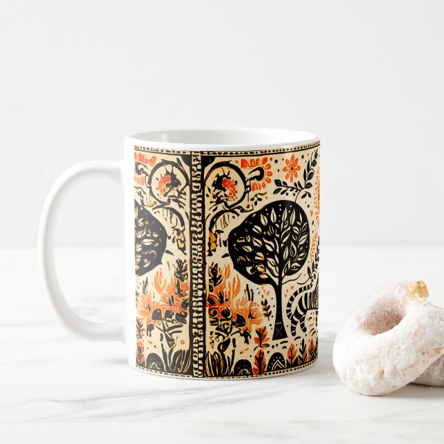 simple madhubani painting coffee mug (With Donut)