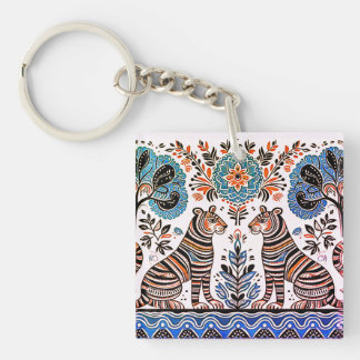 simple madhubani painting keychain