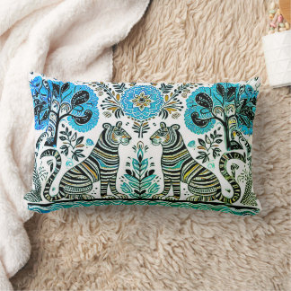 simple madhubani painting lumbar pillow