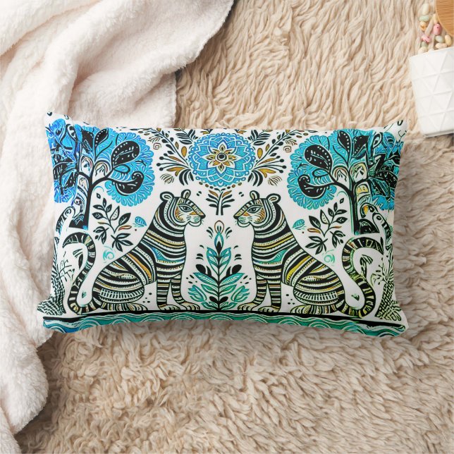 simple madhubani painting lumbar pillow (Blanket)