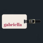 Simple Magenta Bold Typography Personalized Name Luggage Tag<br><div class="desc">Bold Modern Typography Personalized Name Luggage Tag in Magenta</div>
