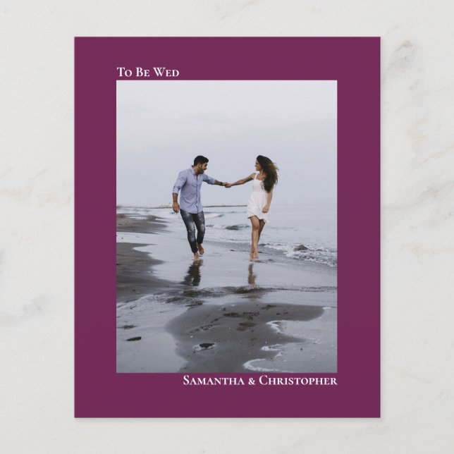 Simple Magenta BUDGET Wedding Photo Invitation (Front)