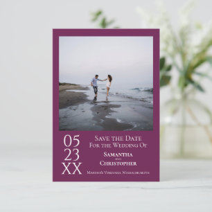 Simple Magenta Modern Minimal Photo Wedding Save The Date