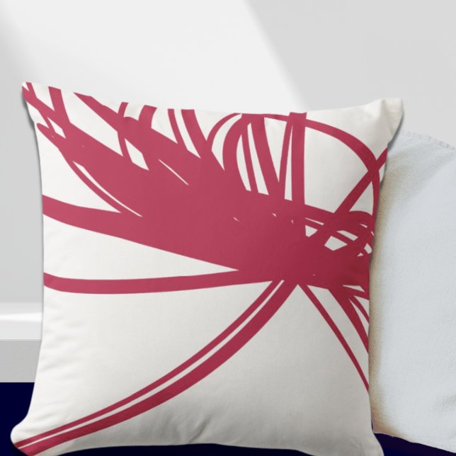 Simple Magenta White Minimalist Abstract Throw Pillow (Creator Uploaded)