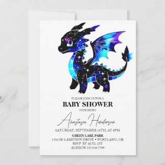 Simple Magical Dragon Boy Baby Shower Invitation
