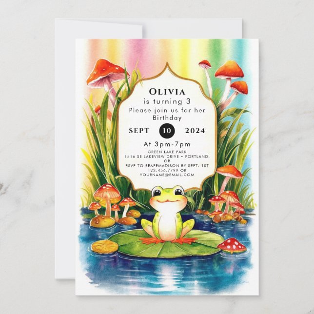 Simple Magical Frog Birthday Invitation (Front)
