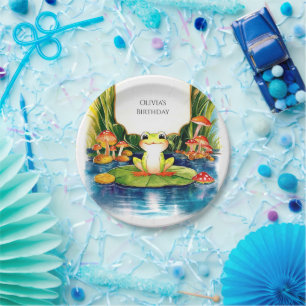 Simple Magical Frog Birthday Paper Plate