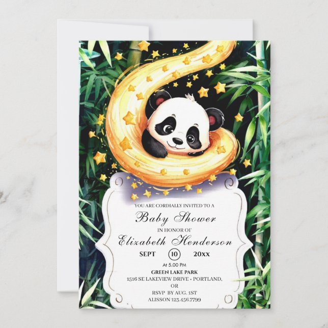 Simple Magical Little Panda Baby Shower Invitation (Front)