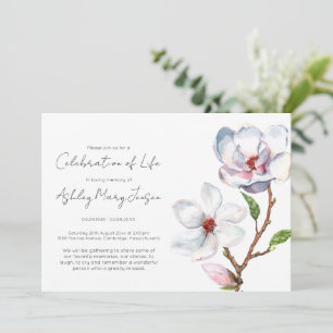 Simple Magnolia Celebration of Life Funeral Invitation