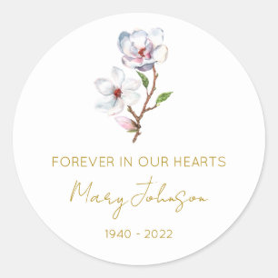Simple Magnolia Memorial Classic Round Sticker