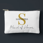 Simple Maid of Honour gift monogram, name  Accessory Pouch<br><div class="desc">This elegant Maid of Honour gift accessory pouch is the perfect way to show appreciation to your maid of honour on your special day. Personalize it with a monogram and her name to make it even more special. This versatile pouch can be used to store makeup, jewellery, or any other...</div>