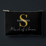 Simple Maid of Honour gift monogram, name  Accessory Pouch<br><div class="desc">This elegant Maid of Honour gift accessory pouch is the perfect way to show appreciation to your maid of honour on your special day. Personalize it with a monogram and her name to make it even more special. This versatile pouch can be used to store makeup, jewellery, or any other...</div>