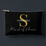 Simple Maid of Honour gift monogram, name  Accessory Pouch<br><div class="desc">This elegant Maid of Honour gift accessory pouch is the perfect way to show appreciation to your maid of honour on your special day. Personalize it with a monogram and her name to make it even more special. This versatile pouch can be used to store makeup, jewellery, or any other...</div>