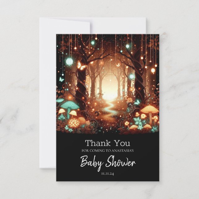 Simple Majestic Enchanted Forest Baby Shower Thank You Card (Front)