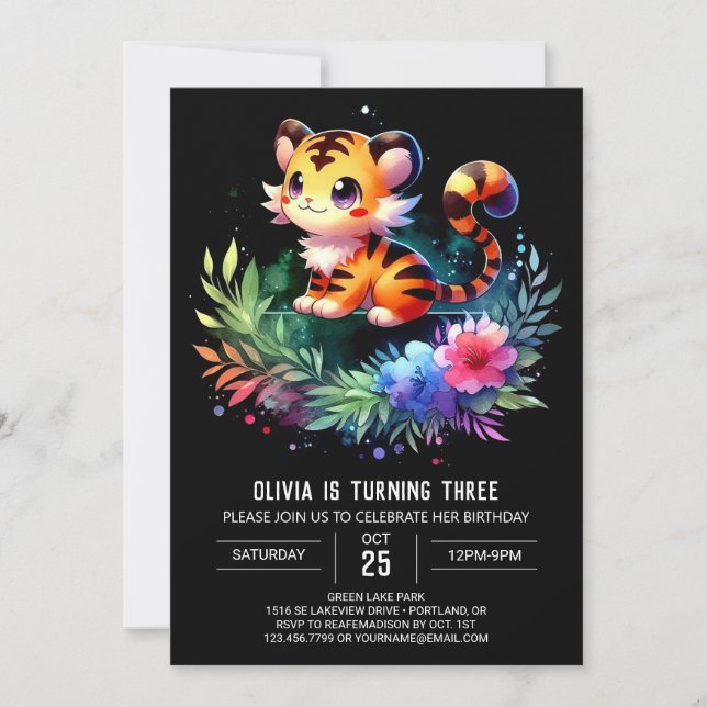 Simple Majestic Tiger Birthday Invitation (Front)