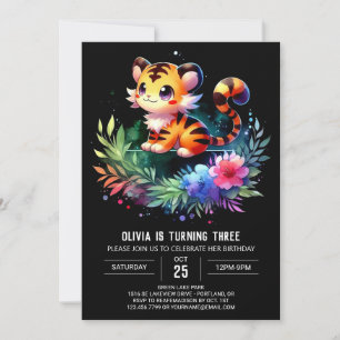Simple Majestic Tiger Birthday Invitation