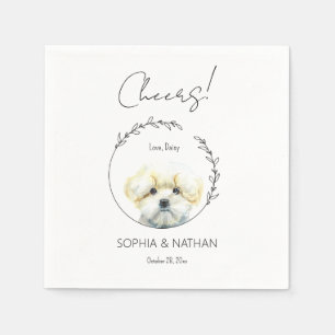 Simple Maltese Dog Wedding Cocktail  Napkin