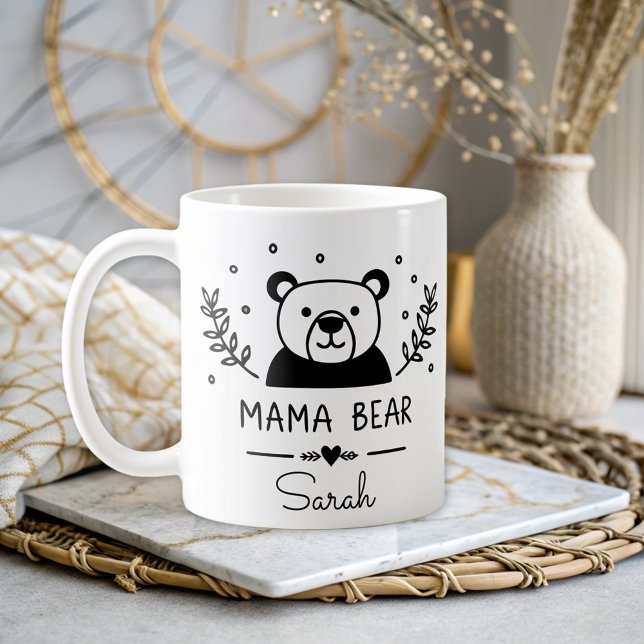 Simple Mama Bear Elegant Mom Personalized  Coffee Mug (Creator Uploaded)