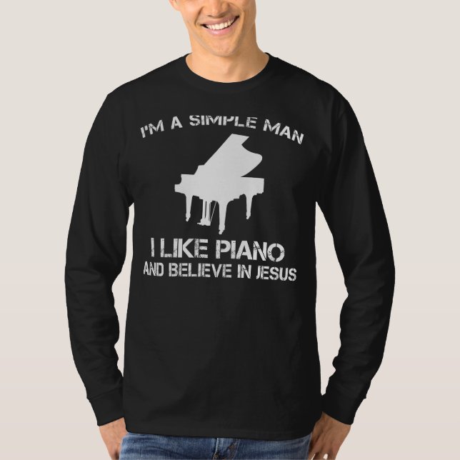 Simple Man: Piano & Jesus Tee (32 characters) (Front)