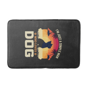 Simple Man Who Loves Dog Silhouette Sunset Palm Tr Bath Mat