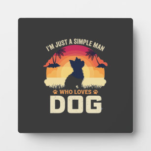 Simple Man Who Loves Dog Silhouette Sunset Palm Tr Plaque