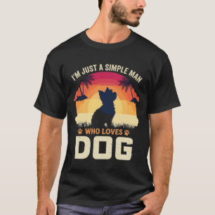 Simple Man Who Loves Dog Silhouette Sunset Palm Tr T-Shirt