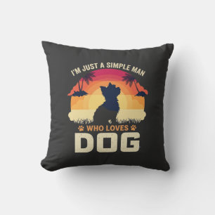 Simple Man Who Loves Dog Silhouette Sunset Palm Tr Throw Pillow