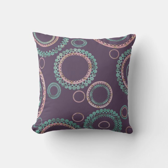 Simple Mandala Pattern (Purple) Throw Pillow (Front)