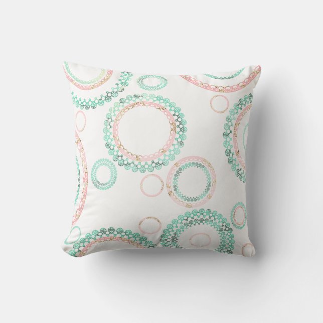 Simple Mandala Pattern (White) Throw Pillow (Front)