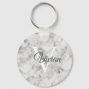 Simple Marble Monogram Name Keychain