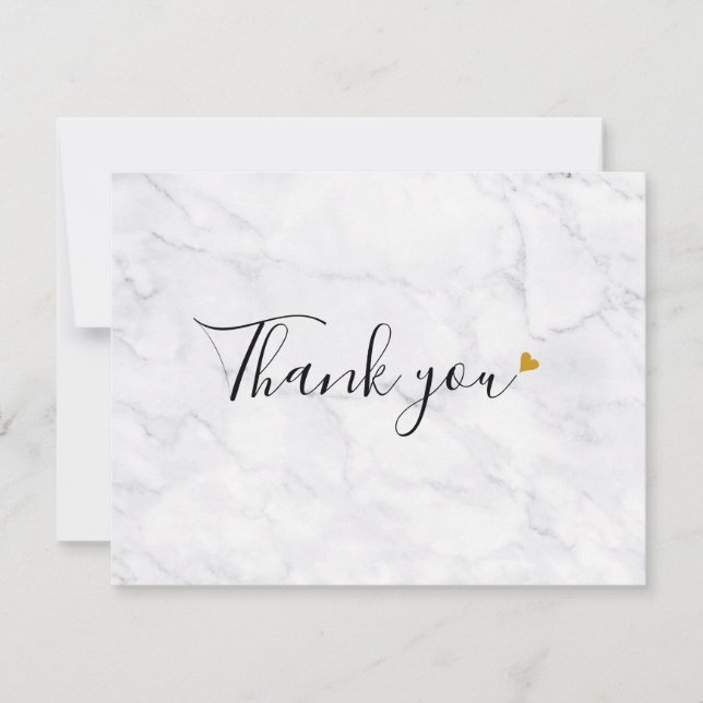 Simple Marble Script Business Thank You Card (Front)