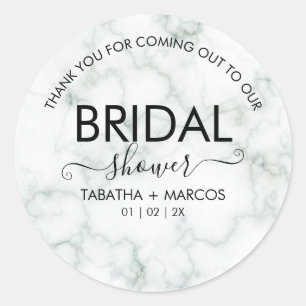 Simple Marble Script Elegant BRIDAL Shower Classic Round Sticker