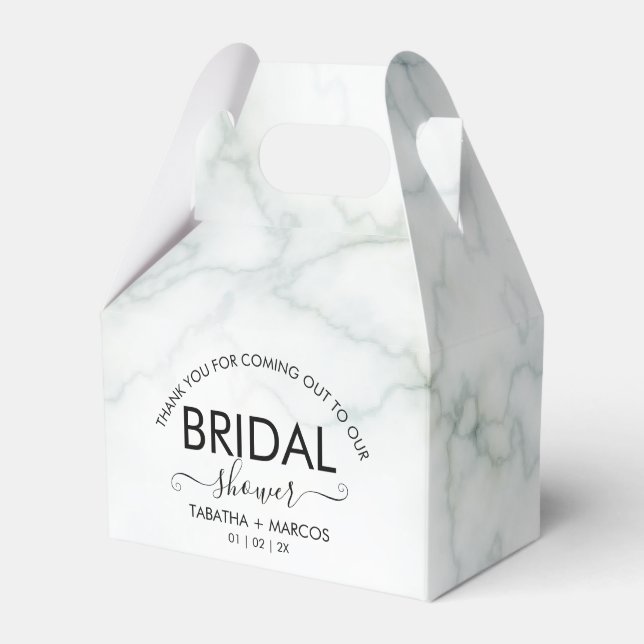 Simple Marble Script Elegant BRIDAL Shower   Favor Box (Front Side)
