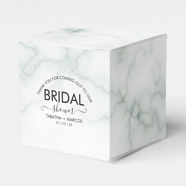 Simple Marble Script Elegant BRIDAL Shower   Favou Favor Box (Front Side)