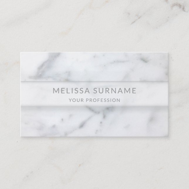 Simple Marble Texture Look And Custom Name & Info Business Card (Front)