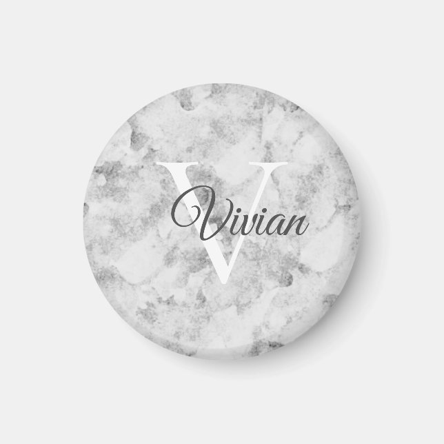 Simple Marble Watercolor Monogram Name Magnet (Front)