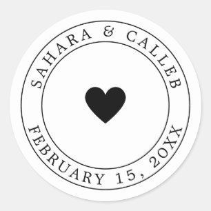 Simple mariage de coeur Favoriser Sticker Étiquett