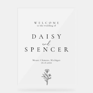 Simple Mariage Floral Outline Welcome Froid