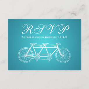 Simple mariage RSVP Tandem Vélo Turquoise