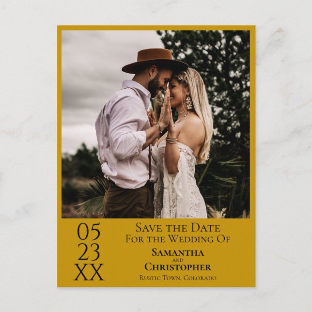 Simple Marigold Wedding Save the Date Photo Postcard (Front)
