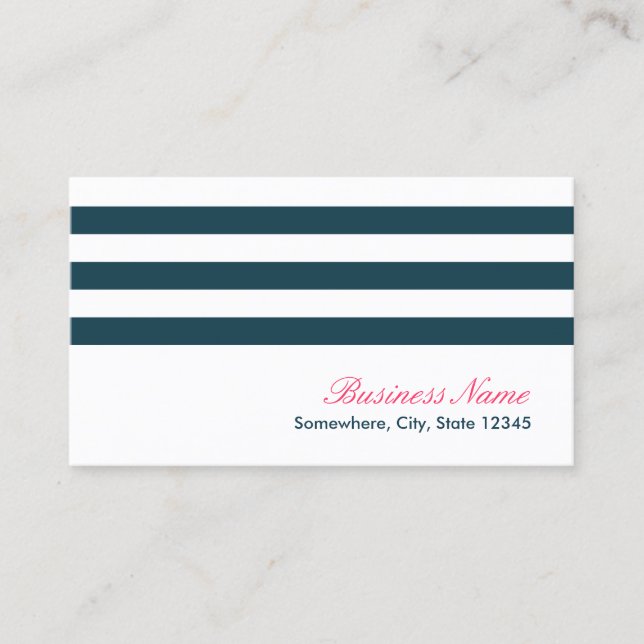 Simple marine Bleu Stripes Cartes de visite (Devant)