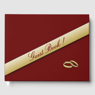 Simple Maroon and Gold Wedding Guest Book