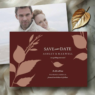 Simple Maroon and Terracotta Photo Save The Date