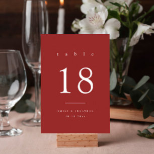 Simple Maroon Christmas Wedding Table Number