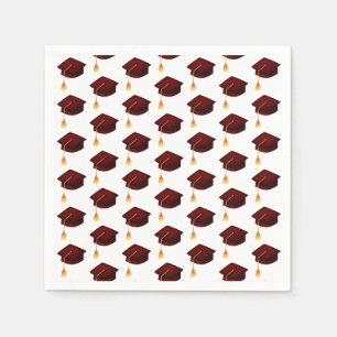 Simple Maroon Graduation Cap Pattern Napkin