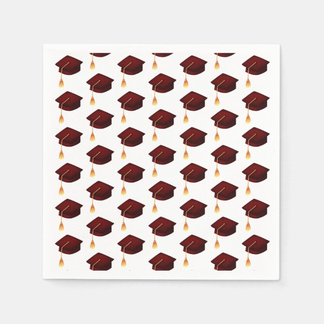 Simple Maroon Graduation Cap Pattern Napkin (Front)