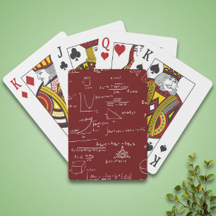 Simple Maroon Math Equations Formulas Playing Cards