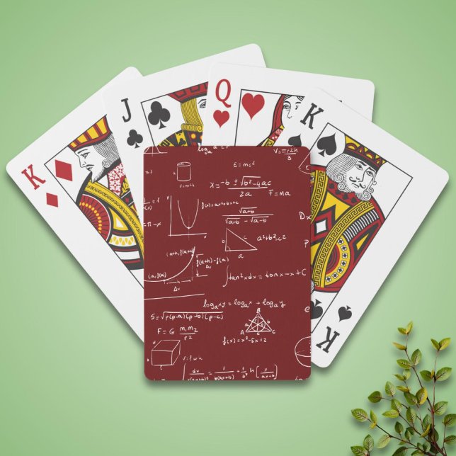 Simple Maroon Math Equations Formulas Playing Cards (Creator Uploaded)